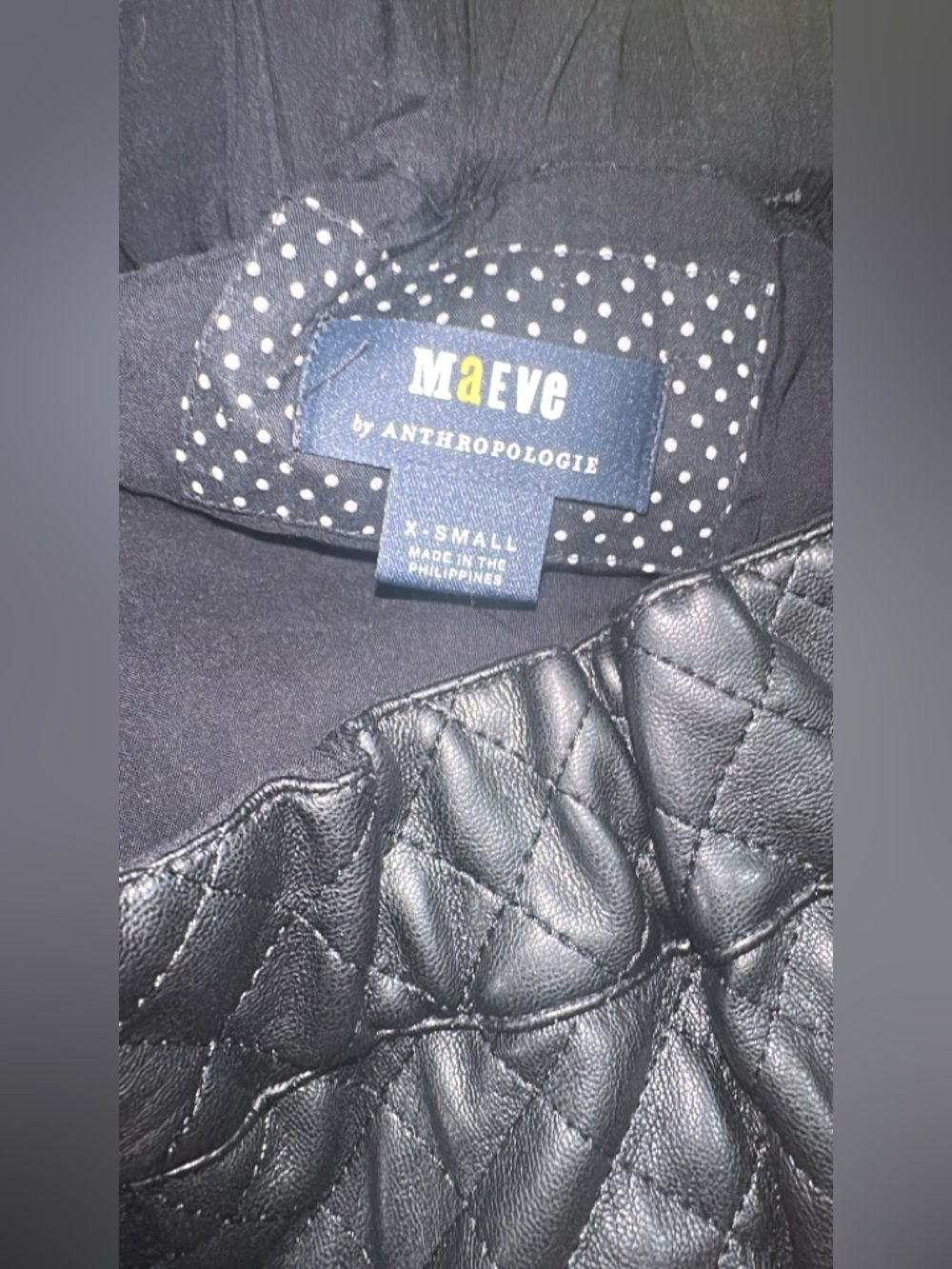 Anthropologie Maeve Black Quilted Faux-Leather Mini Skirt with pockets (mix29) - Picture 4 of 6